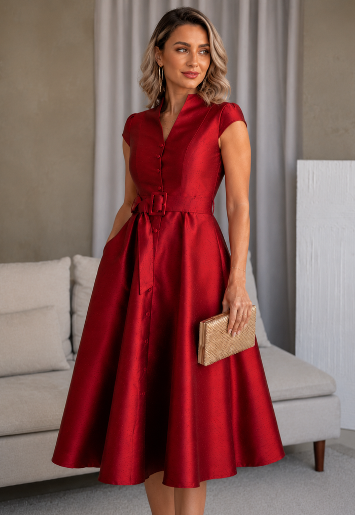 elegant cocktail dresses canada Elegant Cowl Neck A-Line Tea-Length Cocktail Dresses