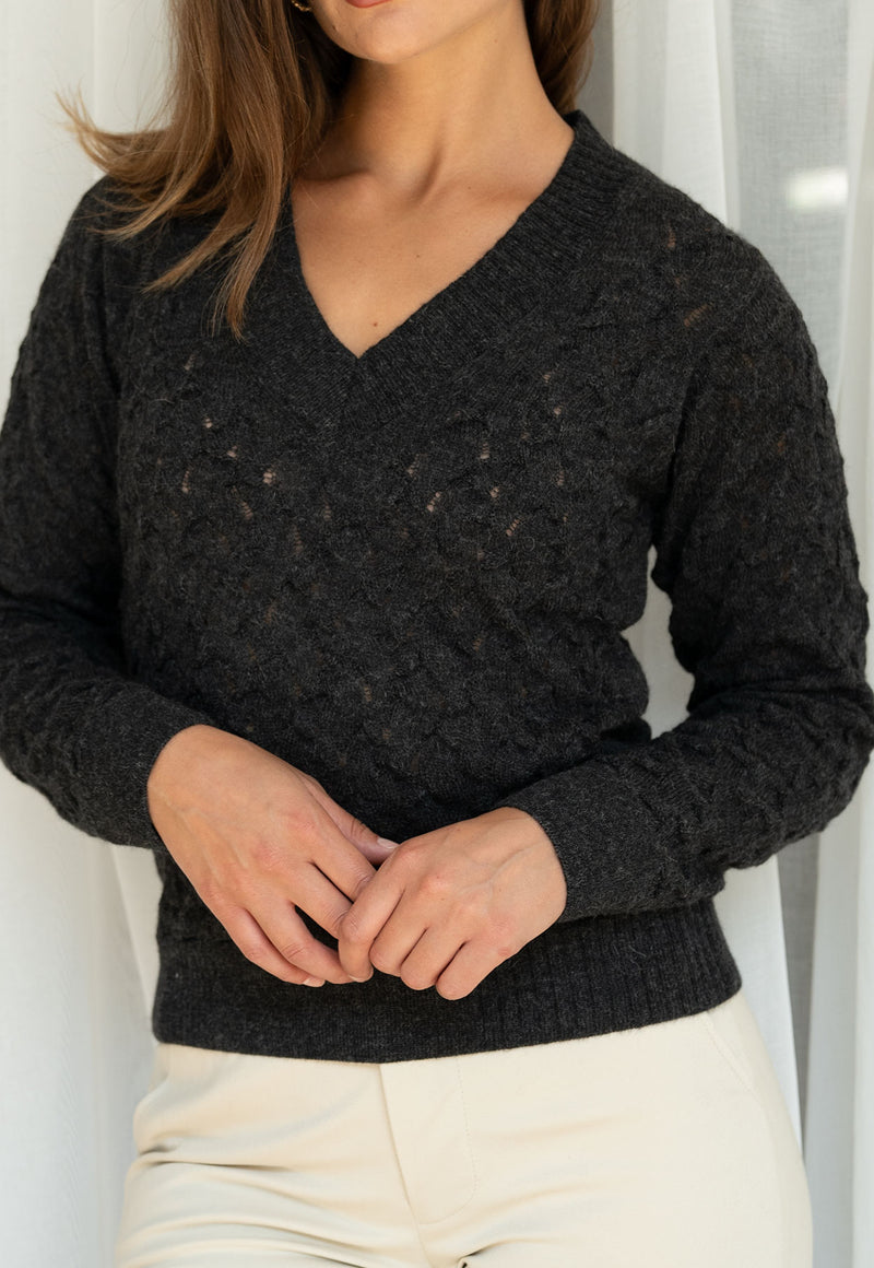 Las Perlas Pullover Charbon